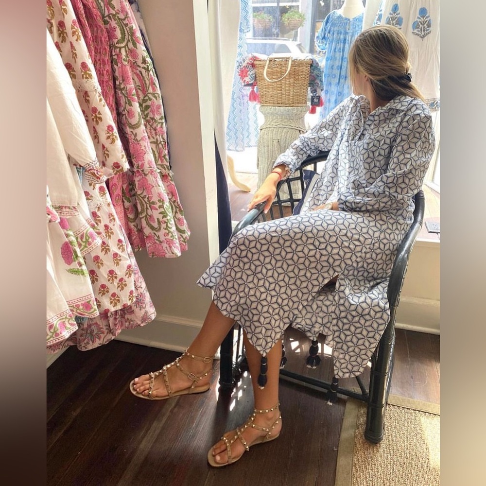 Madison Matthews Darren dress in Holland blue